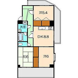 マンション名東アイリス 3DKの間取図画像