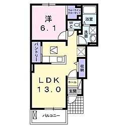 ネオエレガンスB 1LDKの間取図画像