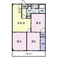 アビタシオンビラージュ2 3DKの間取図画像