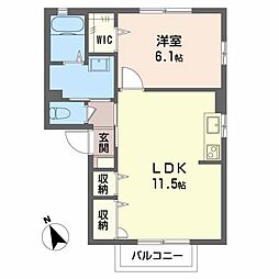 ディアスぐれーぷB 1LDKの間取図画像
