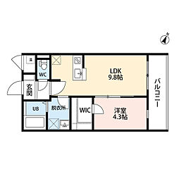 レデス東青山 1LDKの間取図画像