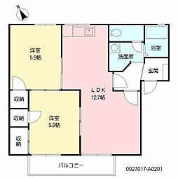 サンコート松岡 2LDKの間取図画像