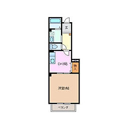グリーンタウン弐番館 1DKの間取図画像