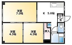 アビタシオン長野 3Kの間取図画像