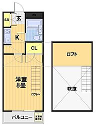 エクセレント丸太町 1Kの間取図画像