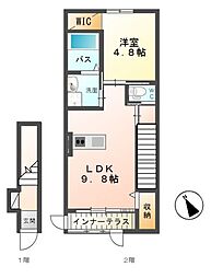 ノースアクア 1LDKの間取図画像