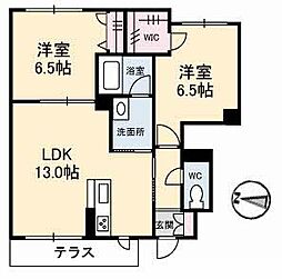 シャーメゾンガーデンズ福富西B 2LDKの間取図画像