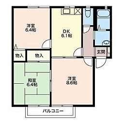 グランドディアスB 3DKの間取図画像