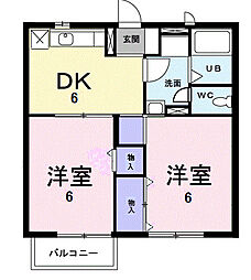 ニューエルディムフレンズ 2DKの間取図画像