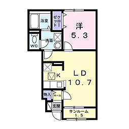 大林1丁目アパート 1LDKの間取図画像