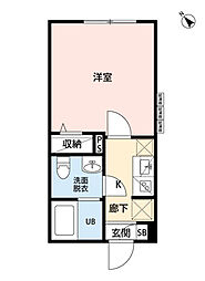 KUKKA八千代台 B100 1Kの間取図画像