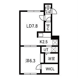 couronne d'or(クロンドール) 1LDKの間取図画像