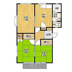 メゾニティ岩井 3DKの間取図画像