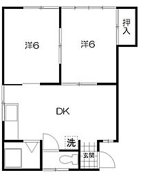 コーポ呉刻館 2DKの間取図画像