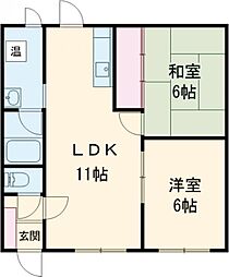 元気ハイツ 2LDKの間取図画像