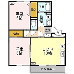 ロイヤルガーデンB 2LDKの間取図画像