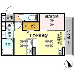 グランドメゾン大内町 1LDKの間取図画像