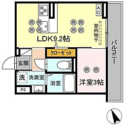 グランドメゾン大内町 1LDKの間取図画像