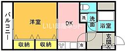 フジビュー矢向 1DKの間取図画像