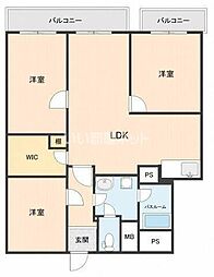 スカイコート大手町 3SLDKの間取図画像