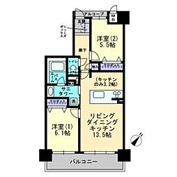 アルファスマート今治駅東 2LDKの間取図画像
