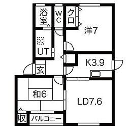 ネオ・アーブル1 2LDKの間取図画像