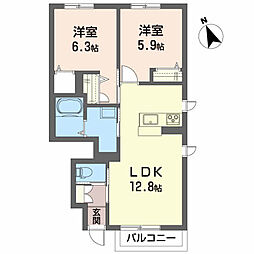 グランドガーデンB 2LDKの間取図画像
