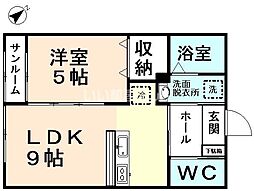 ブランネージュB 1LDKの間取図画像