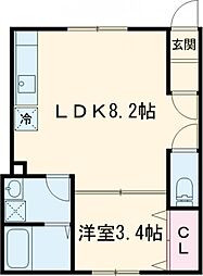 たつの市龍野町大道アパート 1LDKの間取図画像