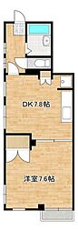 エリーナ新屋敷 1DKの間取図画像