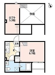 メルサンディ 1Kの間取図画像