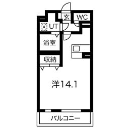 八幡山公園ザ・レジデンスB ワンルームの間取図画像