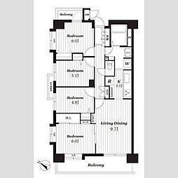 ローヤルシティ清瀬 4LDKの間取図画像