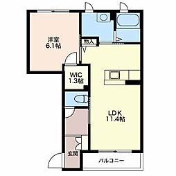 コンフォートドミール 1LDKの間取図画像