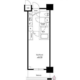MAINSTAGE菊川 1Kの間取図画像