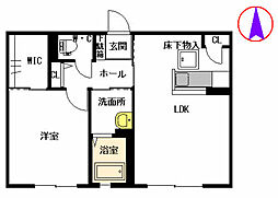 クラヴィエ隼人2 1LDKの間取図画像