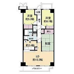 ミストラル岸部南 3LDKの間取図画像