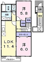 アクアス2 2LDKの間取図画像