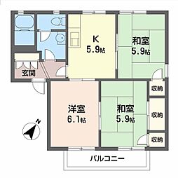 カルム・S・JA棟 3Kの間取図画像