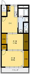 ライフステージ広瀬1 2DKの間取図画像