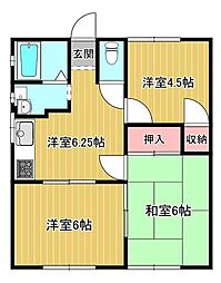 コーポ藤田 3DKの間取図画像