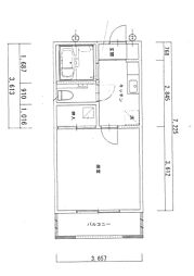 ウエストセントラルハイツC 1Kの間取図画像