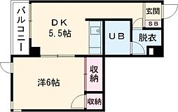 諸隈商事塩浜ビル 1DKの間取図画像