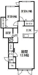 クレア豊岡 1LDKの間取図画像