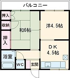 サンヴィレッジ天神 2DKの間取図画像