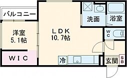TRIOVE大牟田駅前 1LDKの間取図画像