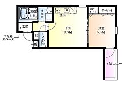 岸和田市藤井町2丁目アパート 1LDKの間取図画像