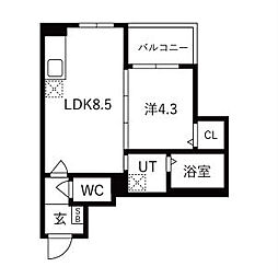 F asecia Tabit 1LDKの間取図画像