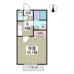 サンワハイツ7 1Kの間取図画像