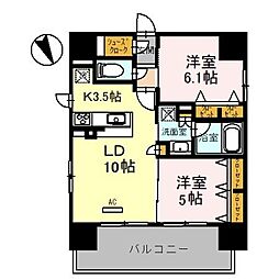 プレサンス四天王寺 2LDKの間取図画像